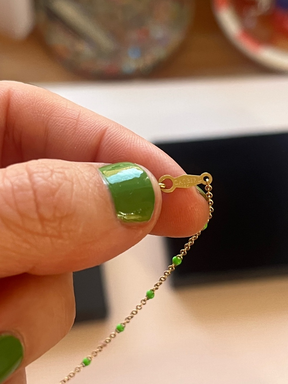 Catbird 14k Gold Candy Chain Bracelet - slime green - Picture 3 of 5